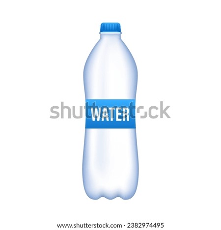 Plastic bottle with water on white background. Photo realistic bottle mockup. Water bottle for your design and logo. 3D vector. Vector illustration