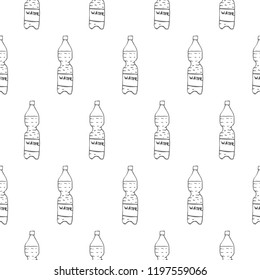 plastic bottle of water seamless pattern isolated on white background