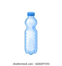 Plastic bottle of water. Vector illustration cartoon flat icon isolated on white.