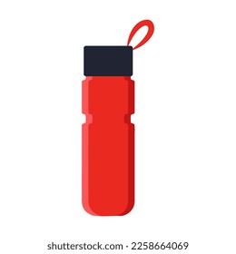 Plastic bottle for water vector illustration. Gym accessories, sport equipment isolated on white background. Fitness, sports, healthy lifestyle concept