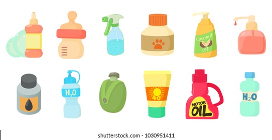 Plastic bottleicon set. Cartoon set of plastic bottle vector icons for web design isolated on white background