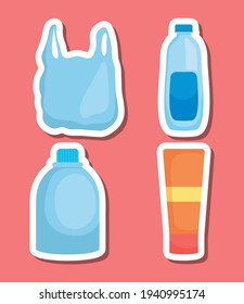 plastic bottles and bag set
