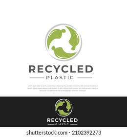 Plastic bottles in a circle, recycling symbol. recycled plastic, symbols, icons, design templates