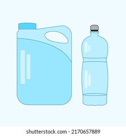 Plastic bottles in different shapes. vector