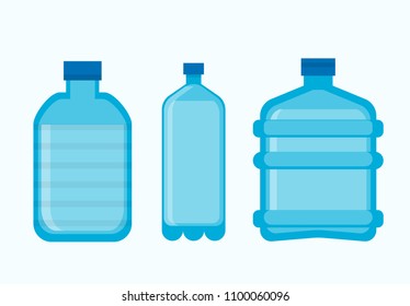 Plastic bottles empty with lids vector icons