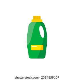 Plastic bottles of household chemicals and cleaning products. Plastic containers for liquid laundry detergent, soap, disinfectant spray, bleach. Flat vector icon bottles of cleaning supplies. 