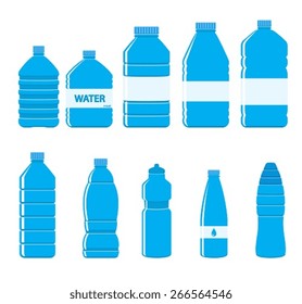 Plastic Bottles Icon Set on White Background