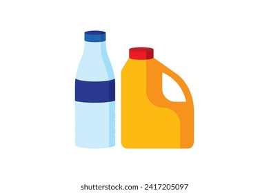 Plastic bottles impact on environment vector. Illustration highlights discarded plastic bottles, symbolizing the detrimental effects of plastic pollution on the ecosystem. 