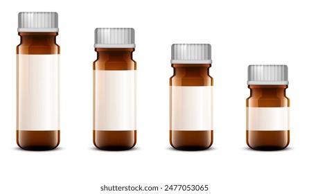 Plastic bottles for pills or capsules of medicine on a white background. Vector illustration