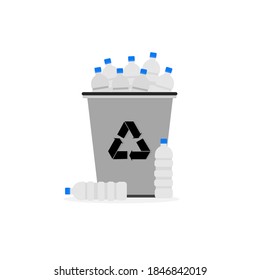 Plastic bottles in recycling bins.