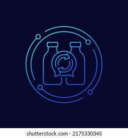 plastic bottles recycling icon, linear design