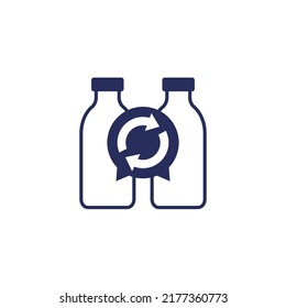 plastic bottles recycling icon on white
