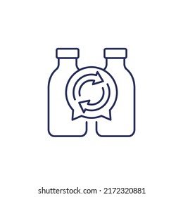 plastic bottles recycling line icon