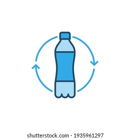 Plastic Bottles Recycling vector concept blue icon or symbol on white background