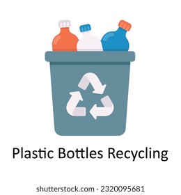 Plastic Bottles Recycling Vector Flat Icon Design illustration. Nature and ecology Symbol on White background EPS 10 File