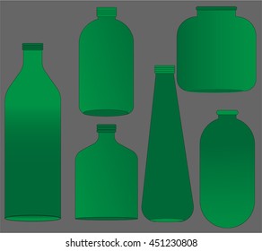 plastic bottles set green color