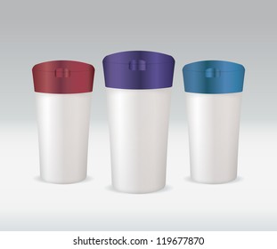 Plastic bottles of shampoo or shower gel
