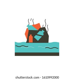 Plastic bottles trash and sea design, Pollution factory environment dirty danger industry plant chemical and toxic theme Vector illustration