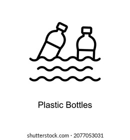 Plastic Bottles vector outline icon. Illustration style EPS 10 file format