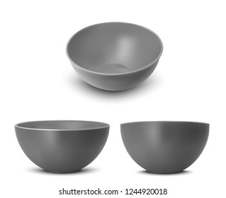 Plastic bowl for noodles and rice. Vector realistic image.