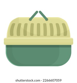 Vector de dibujos animados de iconos de caja de plástico. Gato mascota. Cargar caja