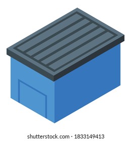 Plastikkastensymbol. Isometrisch aus Plastikbox, Vektorsymbol für Webdesign einzeln auf weißem Hintergrund