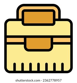 Plastic box icon outline vector. Meal container. Food snack color flat