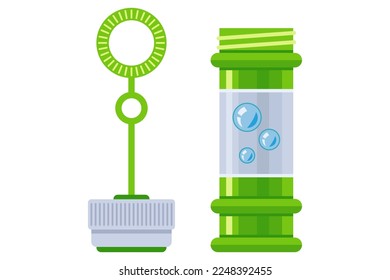 plastic box with soap solution for inflating soap bubbles. flat vector illustration.