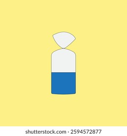 Plastic bread vector illustration on yellow background. Plastic wrapper packaging
