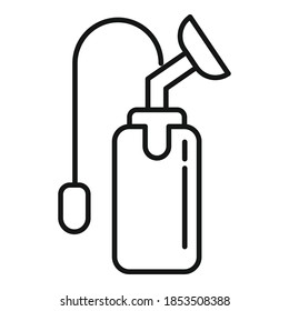 Icono de la bomba de pecho plástica. Contorno el icono vector de bomba de pecho plástica para el diseño web aislado en fondo blanco