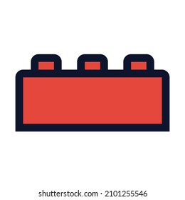 Plastic Brick. Simple Vector Color Icon.