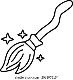 Plastic Broomstick Vector Line Icon Design, Halloween costume Symbol, Holiday Celebrations Sign, Saints Eve festivals Stock illustration, Curved Witches Broom Concept