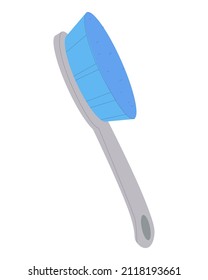 Plastic brush with handle. Means for cleaning and cleaning. Round hair brush. Flat vector illustration.