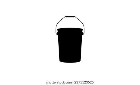 Plastikeimer, schwarz einzelne Vektorsilhouette, Gallon Round-Utility-Eimer