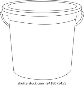Arte de línea vectorial en blanco y negro de cubo de plástico