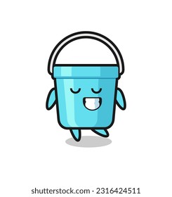 plastic bucket cartoon illustration with a shy expression , cute style design for t shirt, sticker, logo element