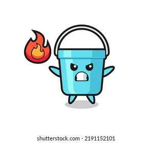 plastic bucket character cartoon with angry gesture , cute style design for t shirt, sticker, logo element