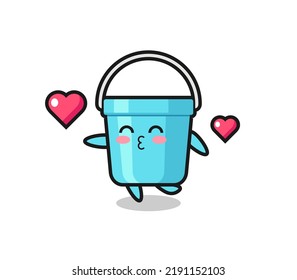 plastic bucket character cartoon with kissing gesture , cute style design for t shirt, sticker, logo element