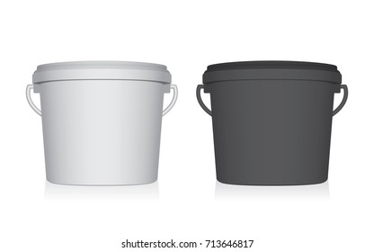 Plastic bucket. Easy to change colors. Mock Up Vector Template