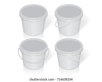 Plastic bucket. Easy to change colors. Mock Up Vector Template