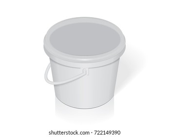 Plastic bucket. Easy to change colors. Mock Up Vector Template