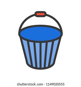 Plastic bucket, Filled outline icon, handyman tool and equipment set