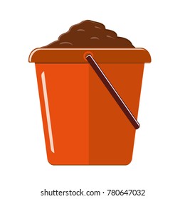 Plastic bucket to the ground. Isolated on white background. Vector illustration
