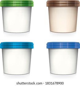 Plastic Bucket : Ice cream or Yogurt Container : Vector Illustration