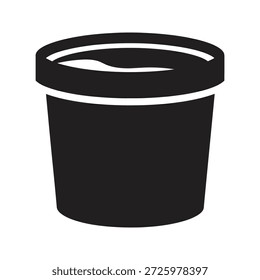 Plastic bucket icon for container storage and vessel a symbol for cleaning pail and household object or industrial package food tub design