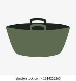 Plastic bucket icon in flat style. Clothes basket vector illustration in white background