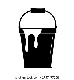 Plastic bucket icon in modern silhouette style design