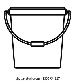 Plastic Bucket Icon. Outline Plastic Bucket Vector Icon For Web Design Isolated On White Background