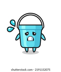 personaje de la mascota del balde plástico con gesto de miedo, diseño de estilo lindo para camiseta, pegatina, elemento logotipo