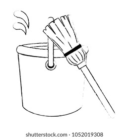 plastic bucket with mop